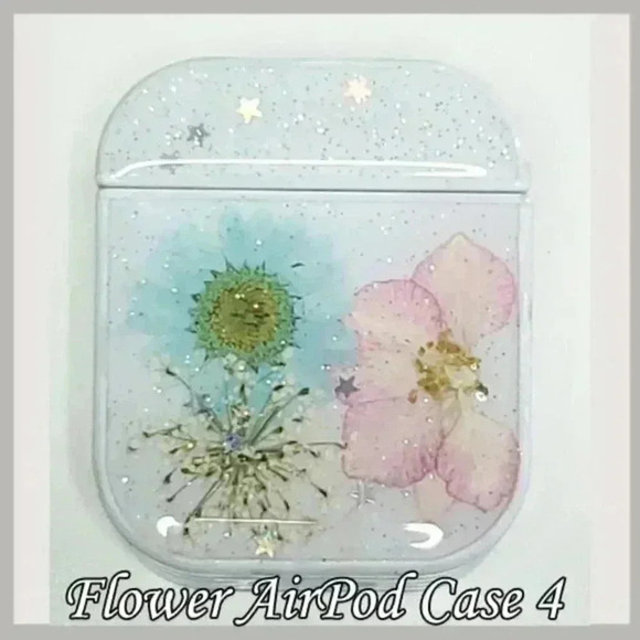 Real Flower AirPod Case 4 Blue & Pink - Picture 1 of 6